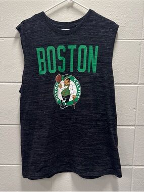 Unk Black Heather Tank with Green Boston Crest